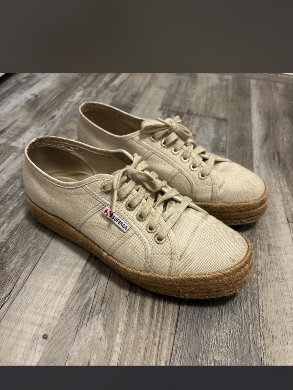 Superga Natural Canvas Espadrille Platform Sneakers